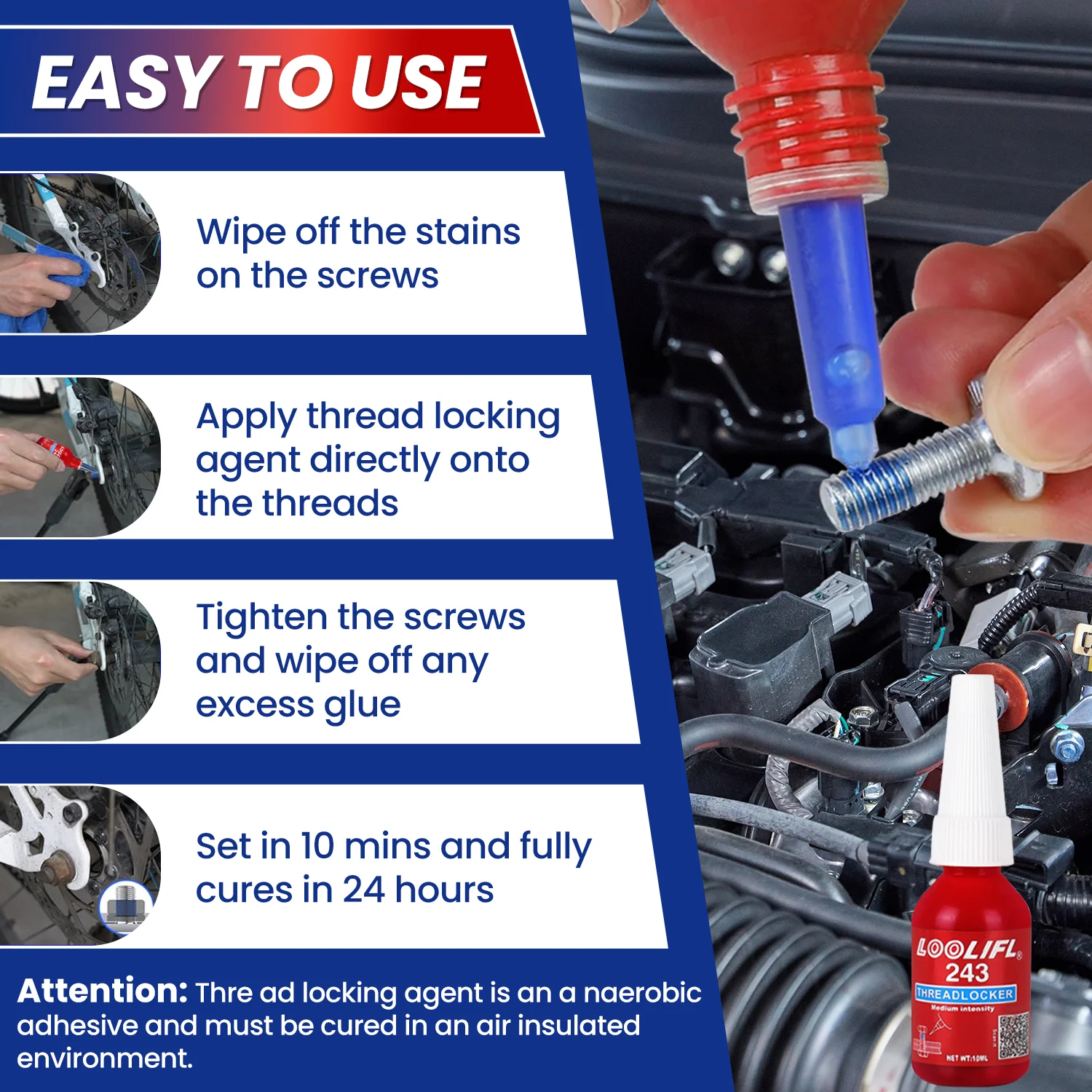 Novos fixadores de rosca atualizados, de resistência média e alta, resistentes à água e à vibração, com várias opções para vários cenários.