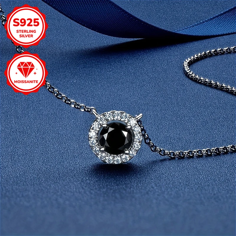 1pc 1Carat Elegant 925 Sterling Silver Moissanite Pendant Necklace, A Stylish Accessory for Men and Women, and A Sophisticated.
