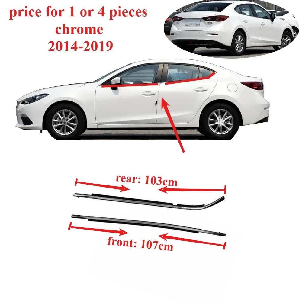 1 or 4 Pieces Outside Chrome Window Glass Rubber for Mazda3 Saloon 2014-2019 Moulding Belt Line Seal for Axela protect rubber