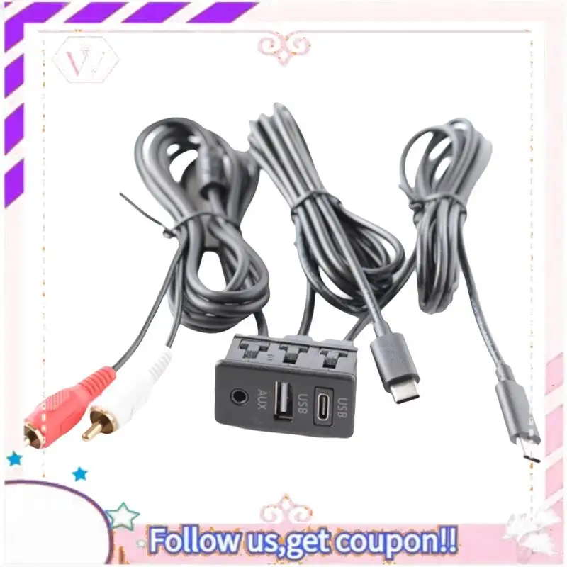 facil-de-usar-maquina-de-navegacao-android-do-carro-painel-aux-type-c-entrada-rca-duplo-usb-interface-aux-painel-extensao-cabo-adaptador-pan