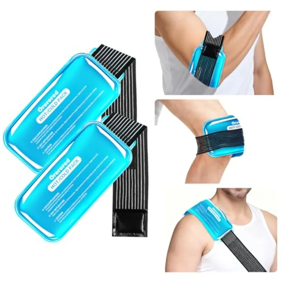 

Ice Packs for juries Reusable, 2 Packs Hot and Cold Gel Ice Packs with Adjustable Strap, Alleviate Jot and Muscle Pa, Fleible T