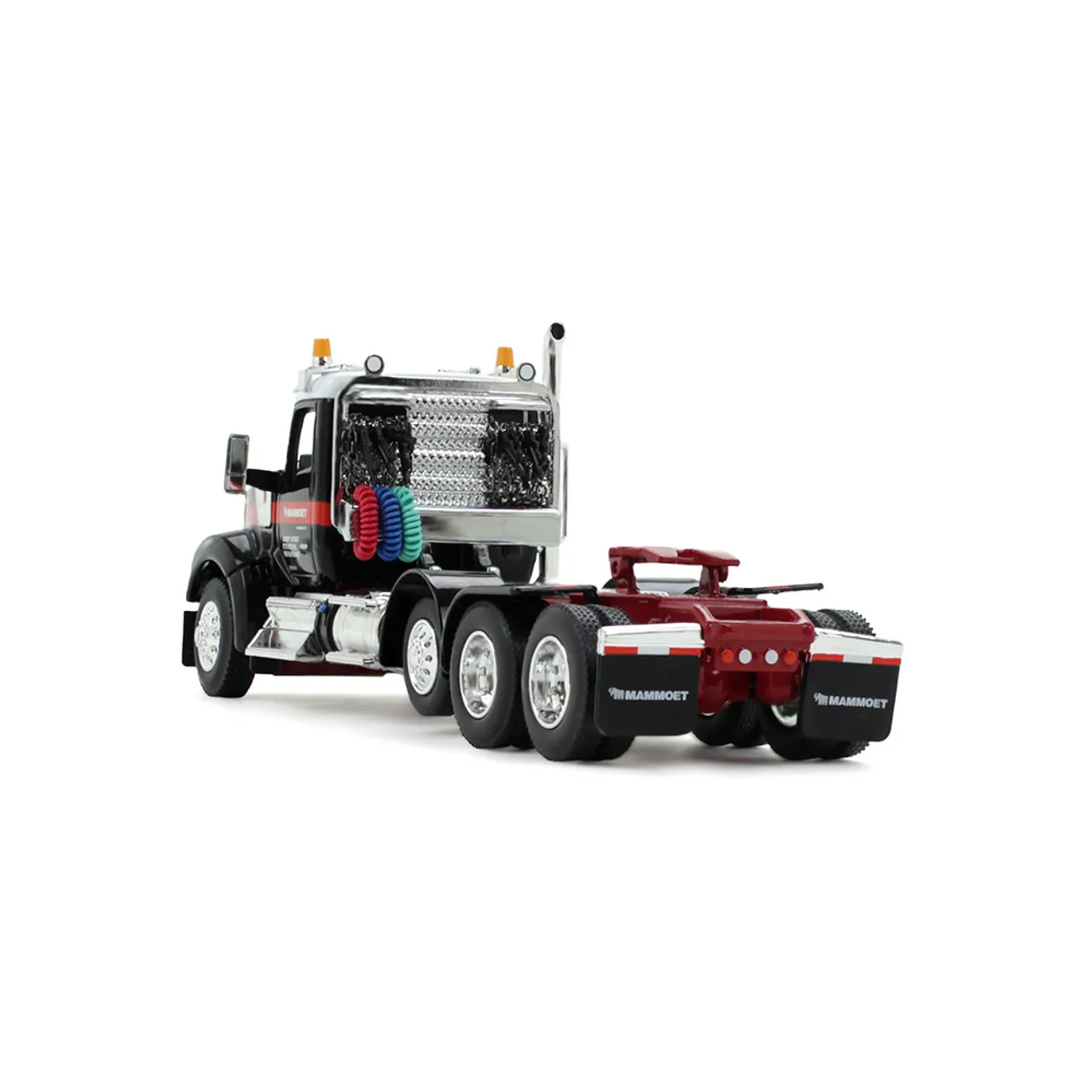 DCP FG Mammoet Kenworth W990 Heavy Haul Day Cab & Fontaine Magnitude Tri-Axle Lowboy Trailer met Flip Tail Diecast Modelauto