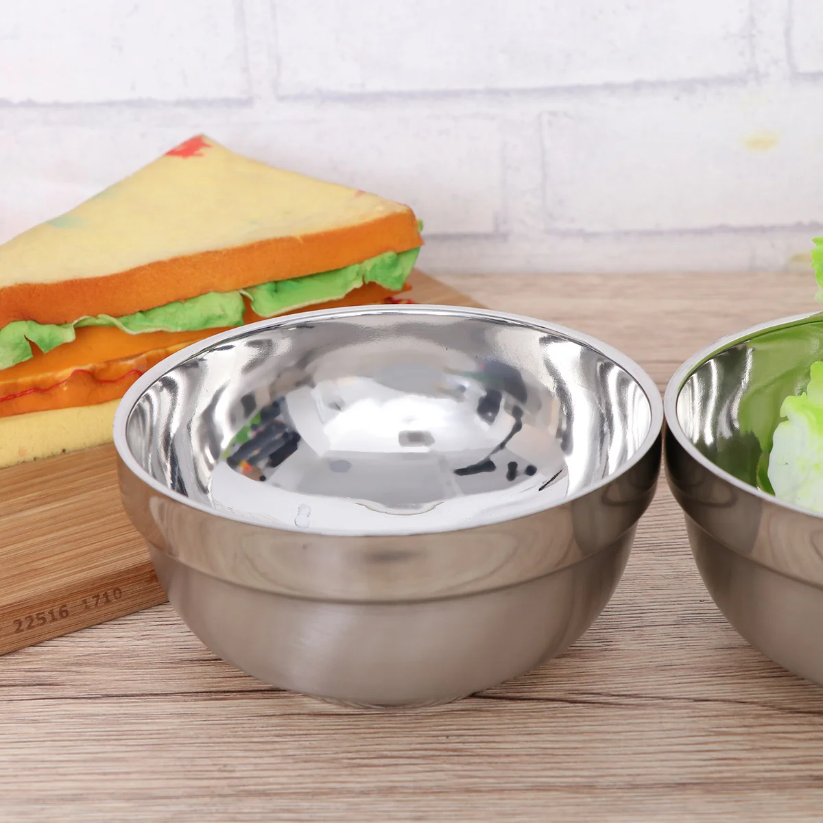 

2Pcs 13cm Stainless Steel Double Wall Vacuum Insulated Anti-Hot Bowl Soup Rice Bowl Family Dinnerware Metal