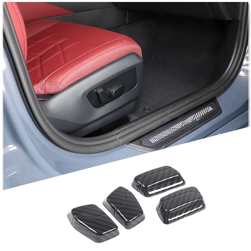 For BMW 5 Series G60 2024 ABS Carbon Fiber Car Seat Adjust Button Cover Trim Sticker Car Interior Accessories