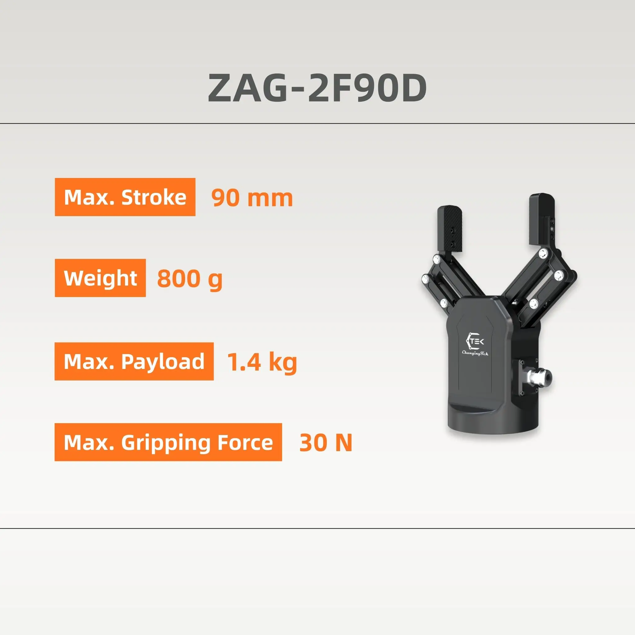 ZBDynamiX Humanoid Robotic 2-finger Gripper 24V 0.8kg Low Power Consumption Adapt to Cobot Arm Robot Simulation Training
