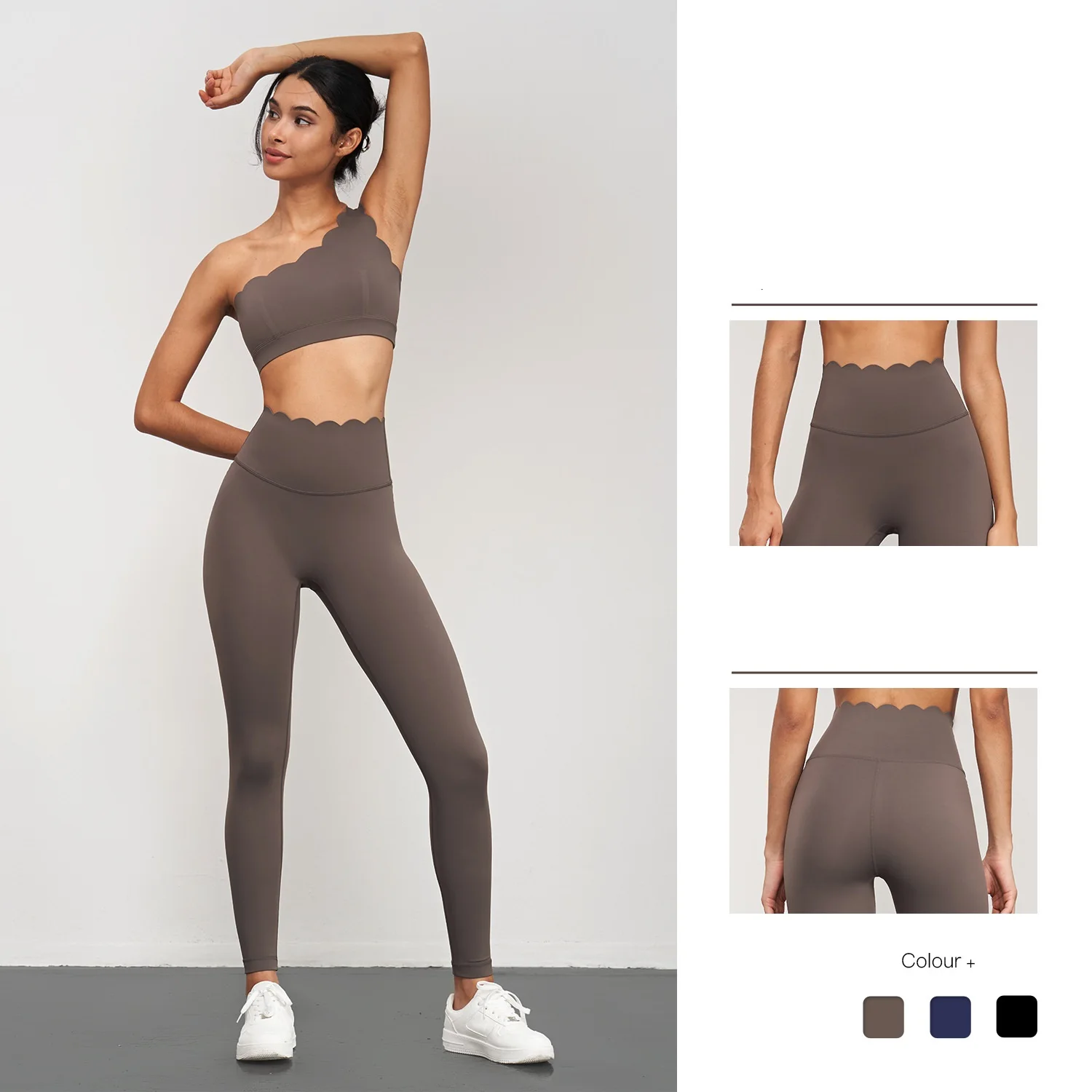 Sexy Solid Color Soft Gym Yoga Set Women Suit High Waist Legging Single Room Petal Sports Bra 2pc Workout Comprehensive Training