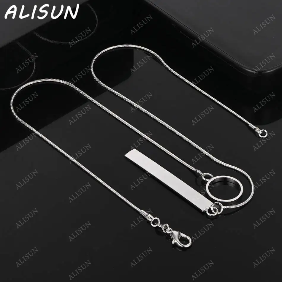 

ALISUN 925 Sterling Silver 45cm Round Bar Necklace For Women Creativity Gifts Street All-match Party And Daily Wear