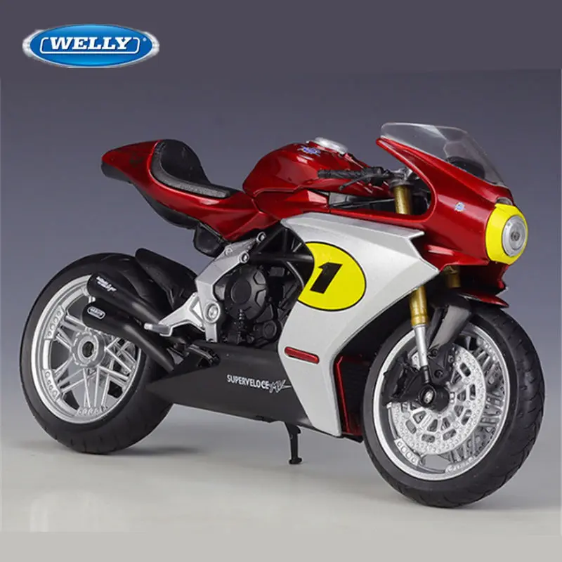 WELLY 1:12 MV Agusta Superveloce Ago lega da corsa modello di moto Diecast Metal Street moto modello simulazione giocattolo per bambini Gif