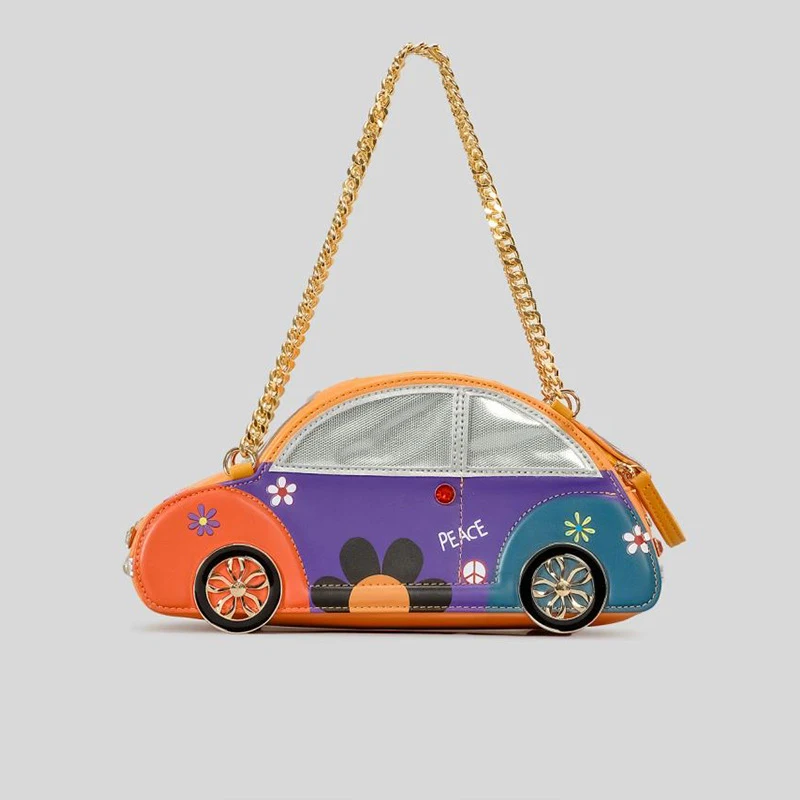 Cute Car Design Purses and Handbags Funny Purses for Women Contrasting Colors Box Bag Toy Car Shoulder Bags 2024 Girls Chic New