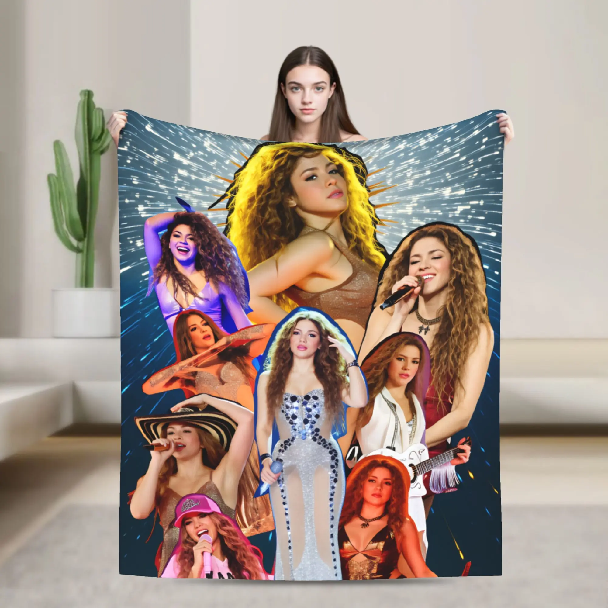 Shakira Blanket Quality Super Warm Singer Pop Throw Blanket Autumn Airplane Travel Couch Bed Novelty Bedspread