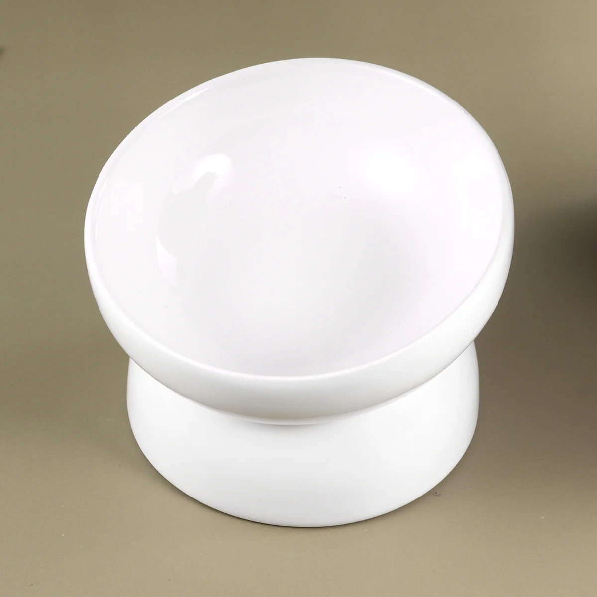 

High Feet Ceramic Pet Bowl Size S White Easy to Clean Durable Material for Dogs Puppies Safe Healthy Feeding Dish