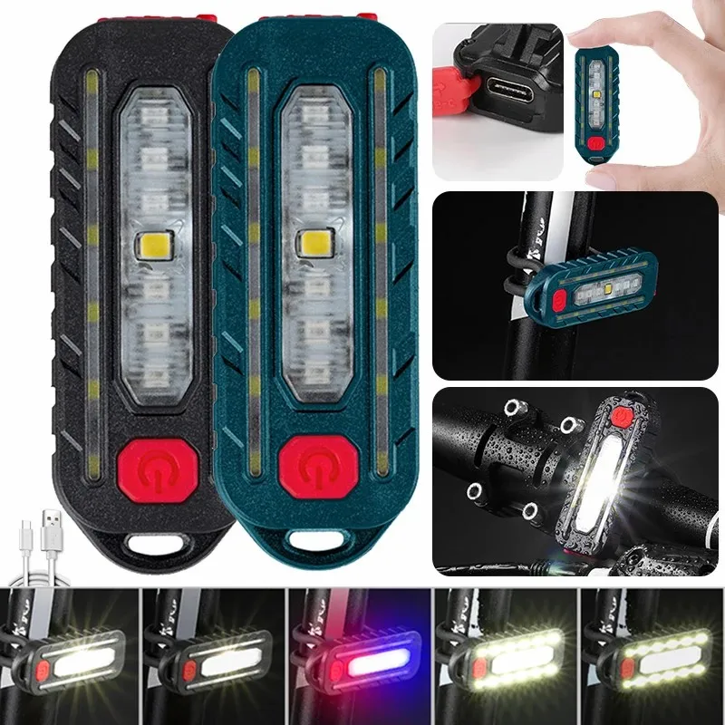 

D5 LED edc Flashlight USB Rechargeable Bike Light Portable Pocket Flashlight Keychain Lamp Bicycle Taillight Flash Warning Light