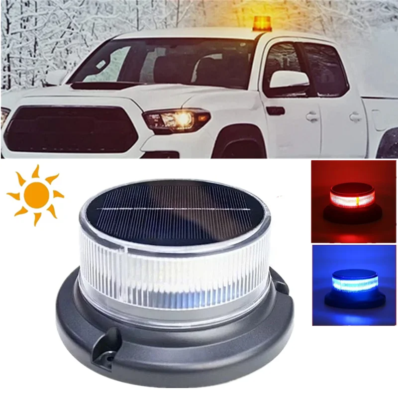 

LED Solar Powered Warning Flashing Light Magnetic Car Truck Roof Strobe LED Beacon Light Emergency Signal Night Lamp for SUV