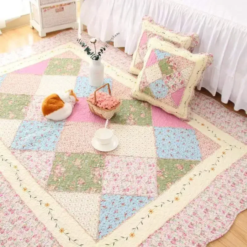 

Carpet Soft Quilting Seam Handmade Patchwork Cotton Carpet Quality Non-slip Floor Mat Living Room Doormat Area Rugs Room Mat