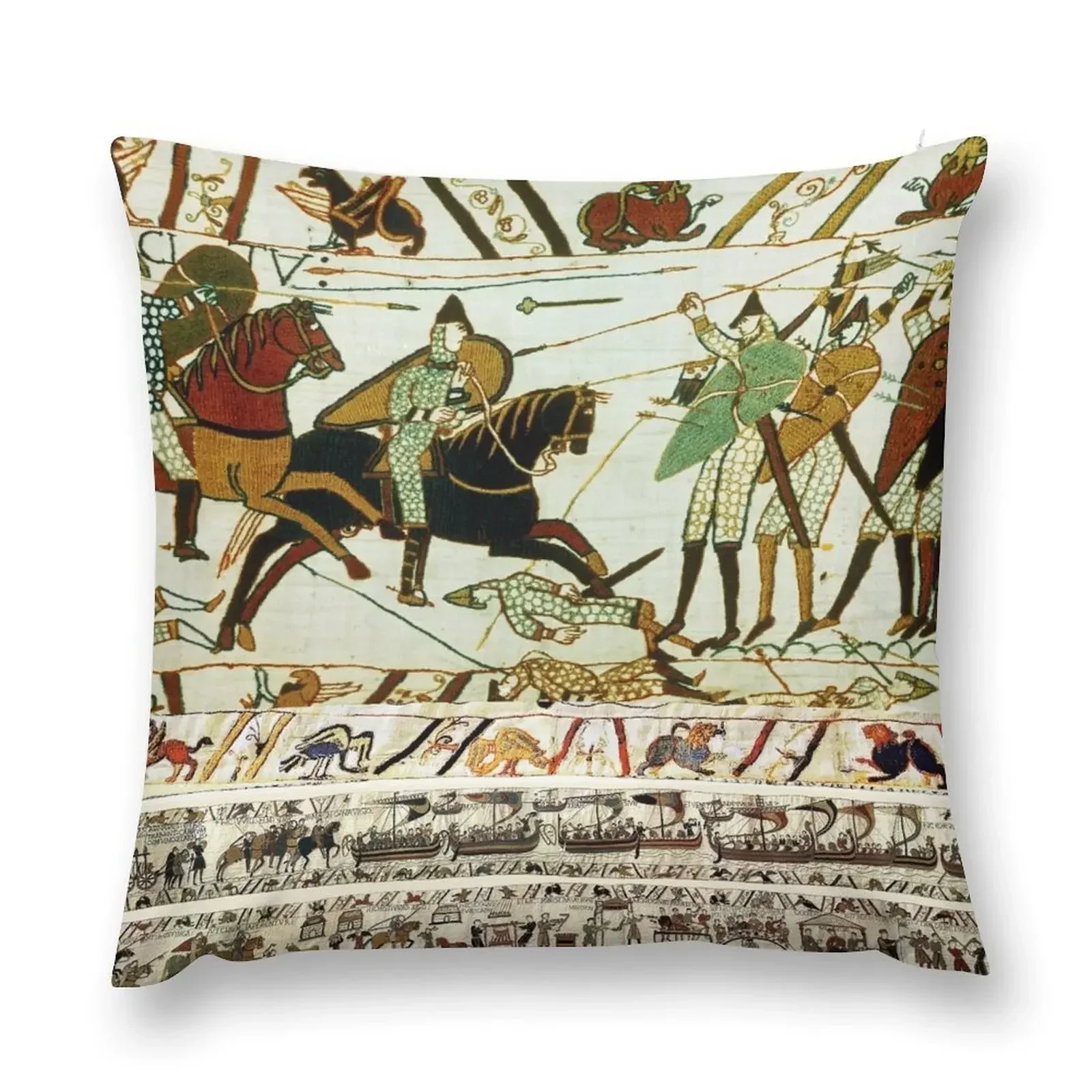 THE BAYEUX TAPESTRY ,BATTLE OF HASTINGS ,NORMAN KNIGHTS HORSEBACK Throw Pillow Sofa Cushions Cusions Cover pillow