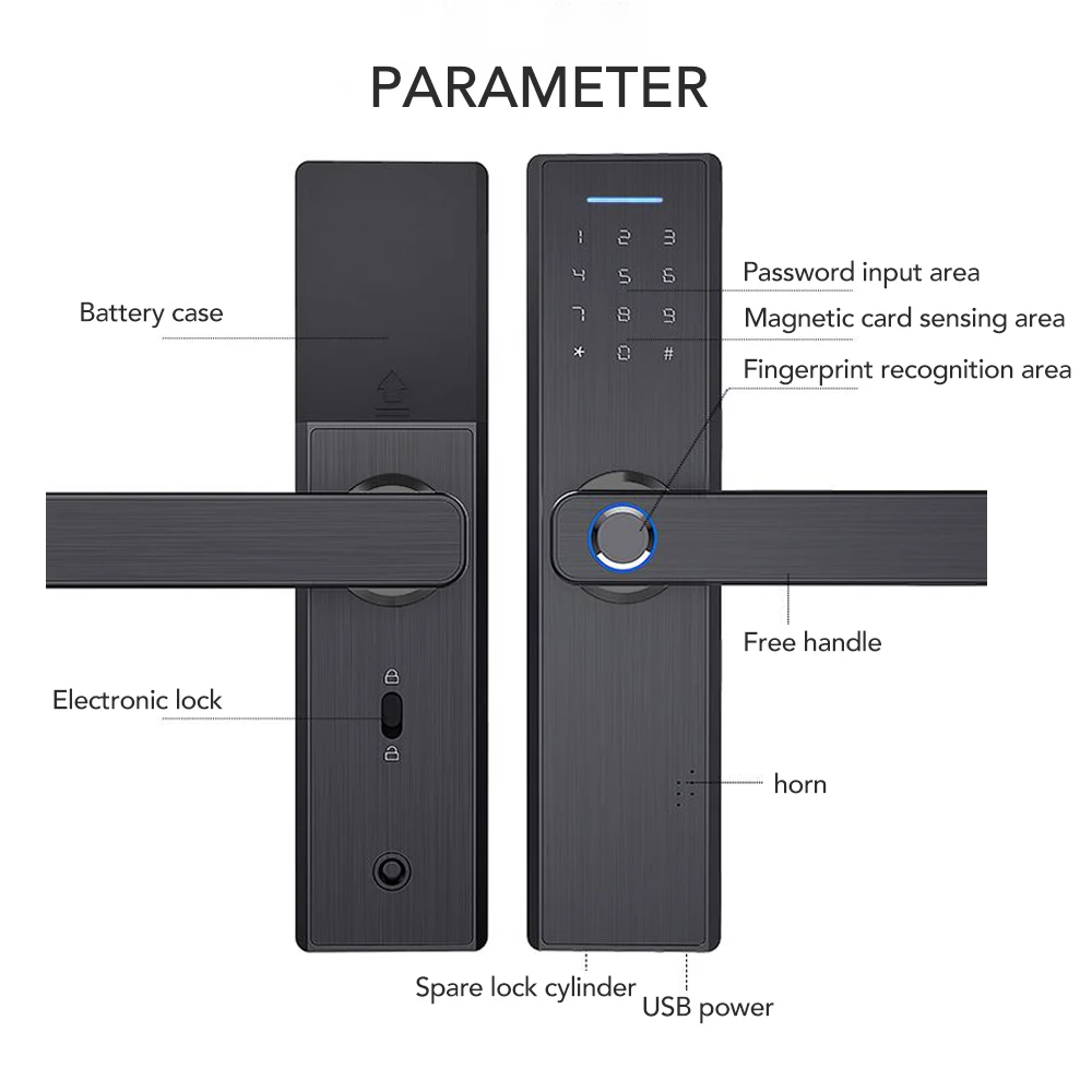 Electronic WiFi APP Password Door Lock Intelligent Biometric Fingerprint Door Locks Digital Keyless Home Hotel Door Lock