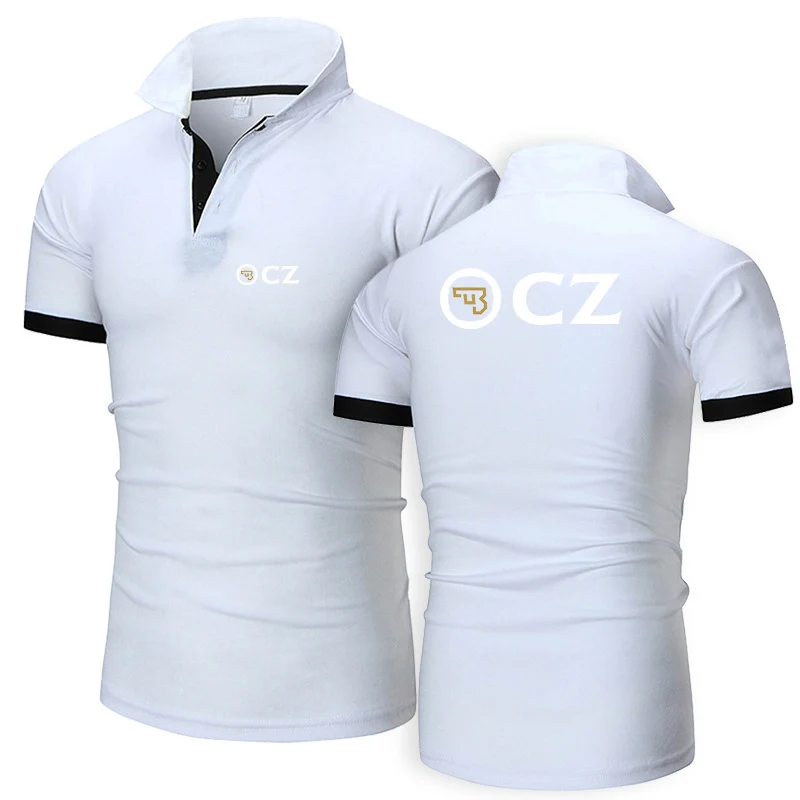 CZ Ceska Zbrojovka 2023 Men's New Summer Hot Sale Fashion Cotton Breathable Polos Shirt Casual Solid Color Slim Fit Top Clothing