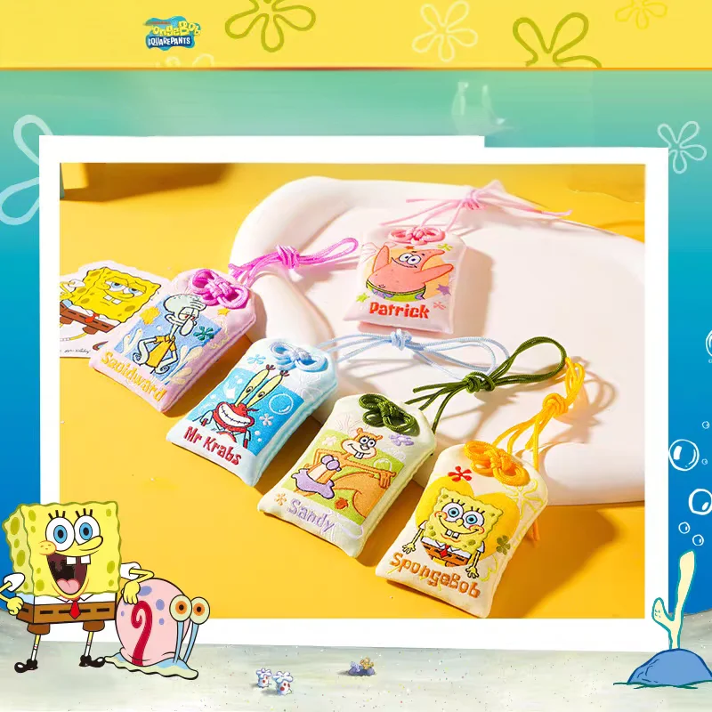 

SpongeBob SquarePants Japanese Style Lucky Charm Bag Charm Protective Omamori Keychain Cute Gift for Fans