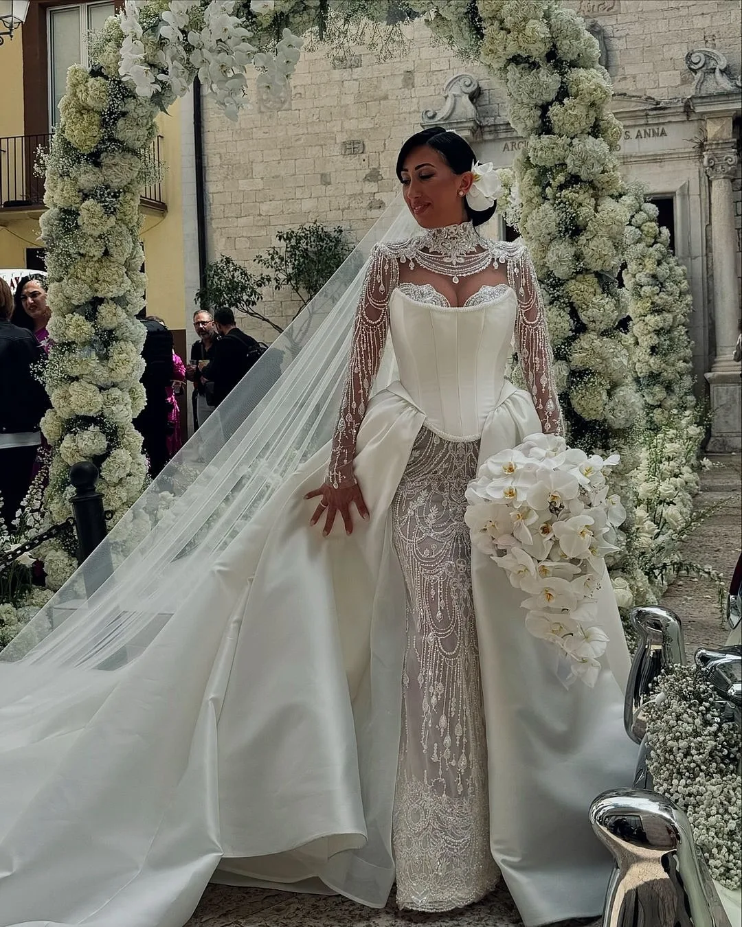 2 Pieces Mermaid Wedding Dresses With Corset Beads Lace Appliques Long Sleeve Bridal Gowns Customized Plus Size