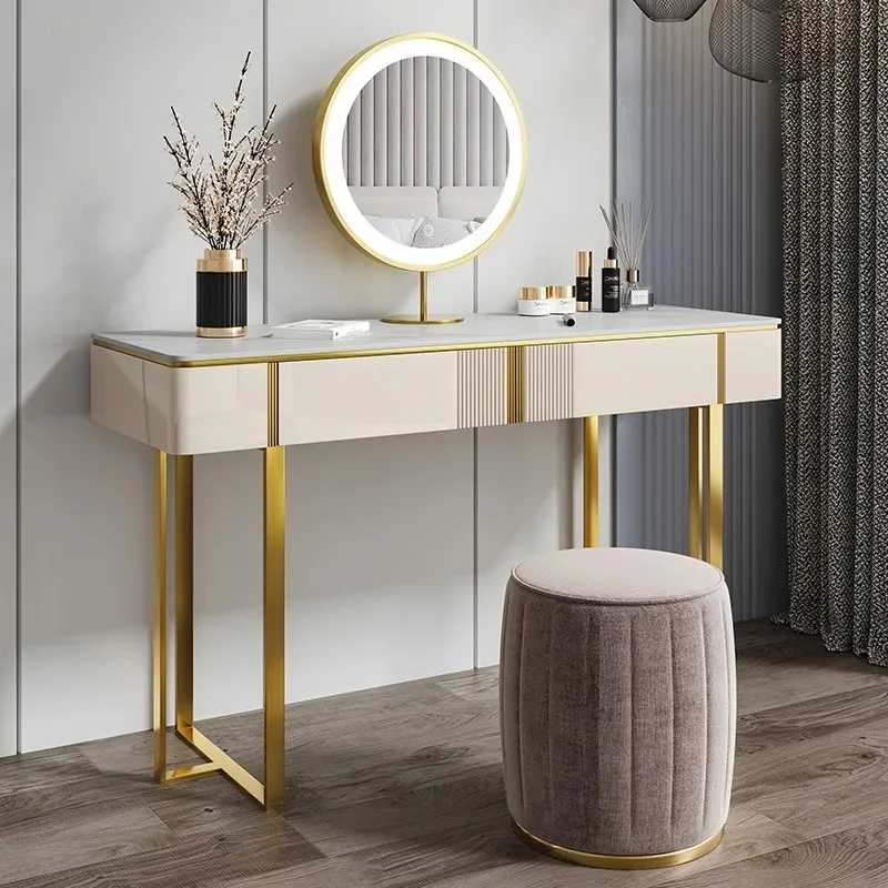 

Italian Light Luxury Dresser Small Family Simple Makeup Table Rockboard Makeup Table Furniture Self-contained Bedroom Dresser