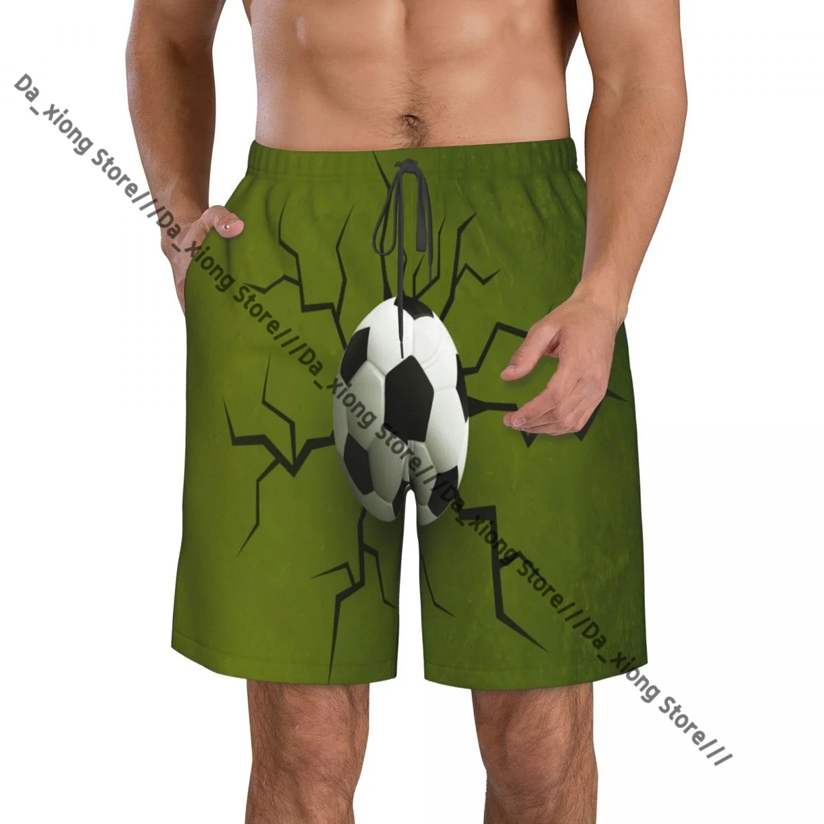 Football Ball With Wall Crack Quick Dry Swimming Shorts For Men Swimwear Swimsuit Trunk Bathing Beach Wear
