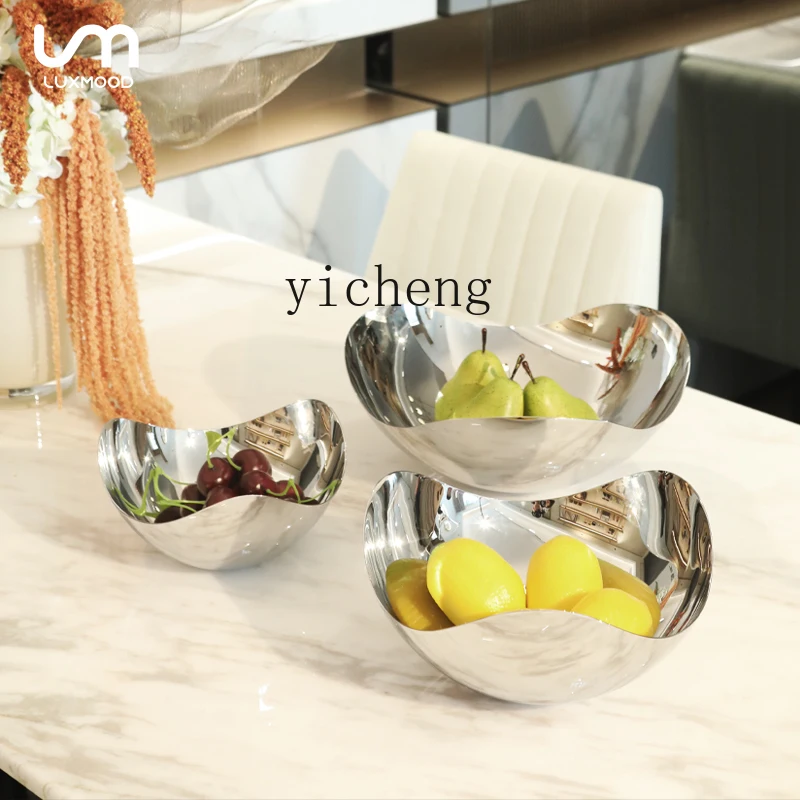 LYY  Nordic high-grade stainless steel fruit plate creative storage plate living room ornament