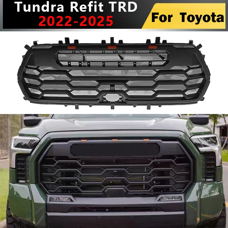 

Для Toyota Tundra Refit TRD 2022 2023 2024 2025 Замена решетки переднего бампера Гоночные грили Капот Сетка Решетка Обвесы TRD Style