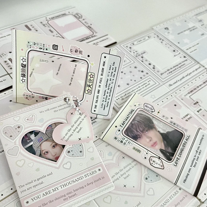 18pcs/set Cute Bow Photocard Package Paper Heart Hollow Out Photocard Cover Stars Photo Dislaying Holder 7.5*10.3cm