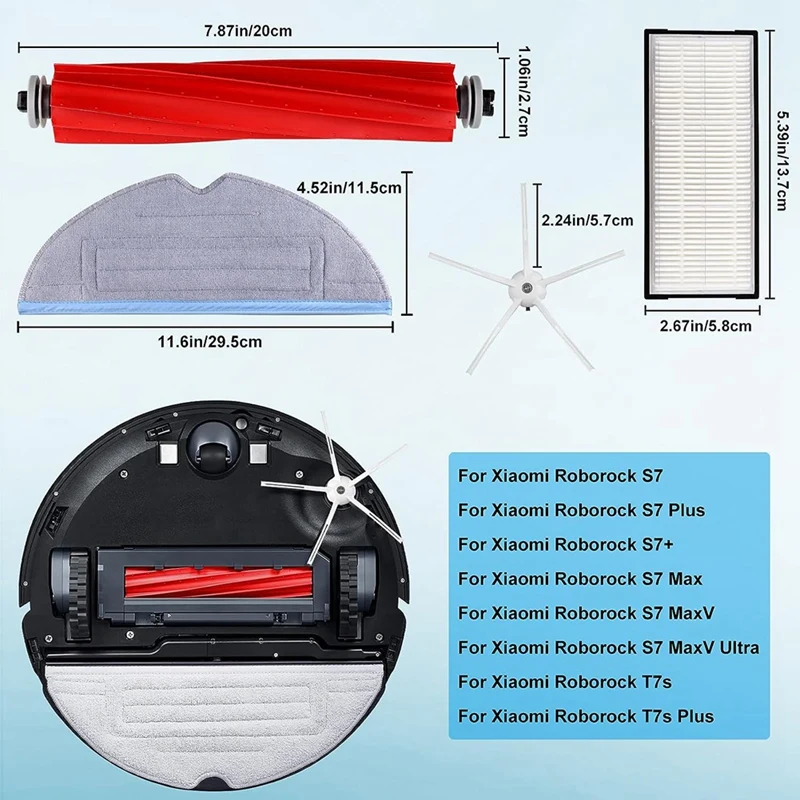 ملحقات بديلة متوافقة مع Roborock S7 & S7+ & S7 Maxv & S7 Maxv Plus & S7 Maxv Ultra Robot Vacuum A
