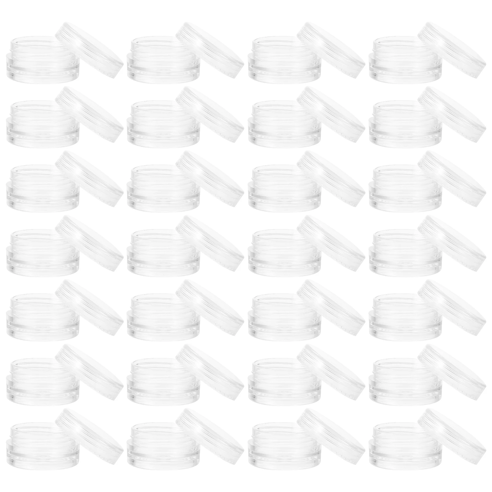 

50pcs 3g Round Bottom Face Cream Containers Transparent Lids Reusable Empty Sub Bottles Travel Size Cream for Ointments