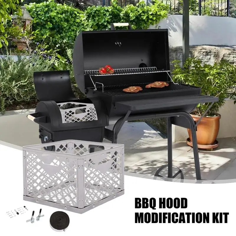

Offset Smoker Mod Kit BBQ Stainless Steel Mod Kit Offset Smoker Modification Kit Smoker Accessories With Charcoal Basket
