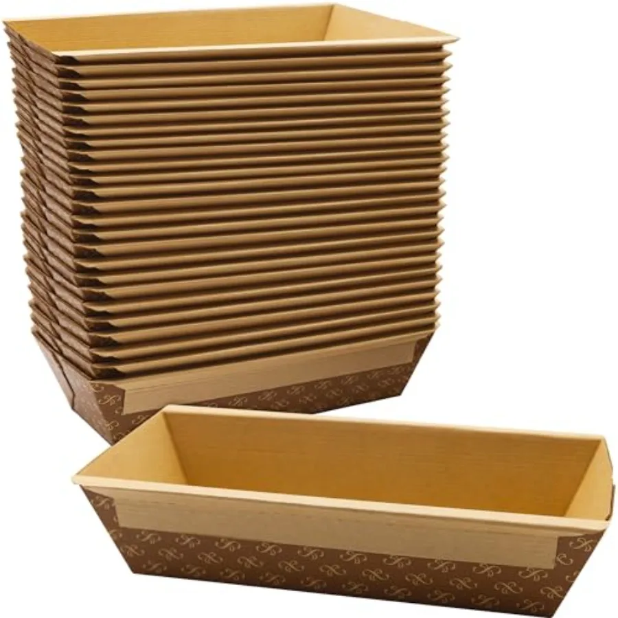 

Chef-Grade Elegant 1Lb Paper Loaf Pans. Best Disposable Bakeable Kraft Pan ply for Baking Bread, Small Meatloaf, Lemon Bundt Ca