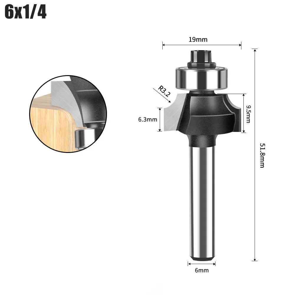 Power Tool Router Bit Woodwork Milling Cutter Router Bit 6mm Shank Bearing Carbide Industrial Quality Laminate