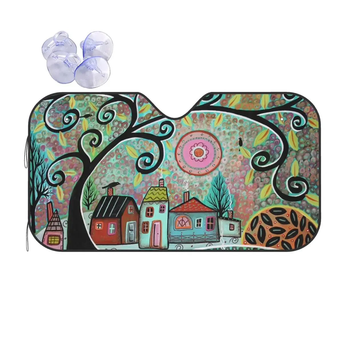 

Retro Rural Windshield Sunsha Vintage Color Cities Car Front Windshield 70x130cm Car Sunsha Blinds Sun Sha Protect