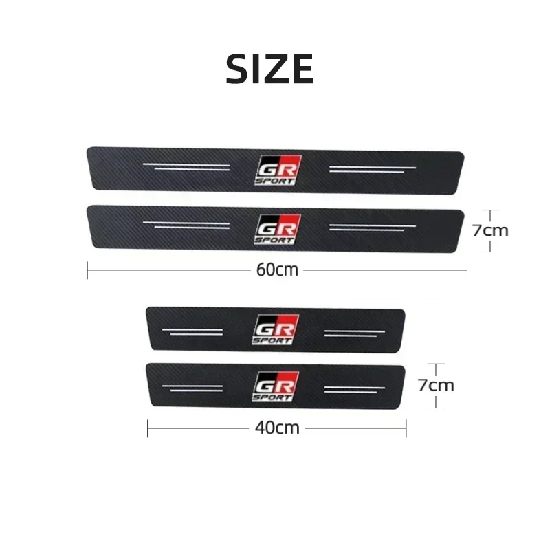 Carbon Fiber Car Door Threshold Scuff Plate Film Stickers for GR Sport Camry Corolla Yaris Hilux Aqua Accessories For Toyota