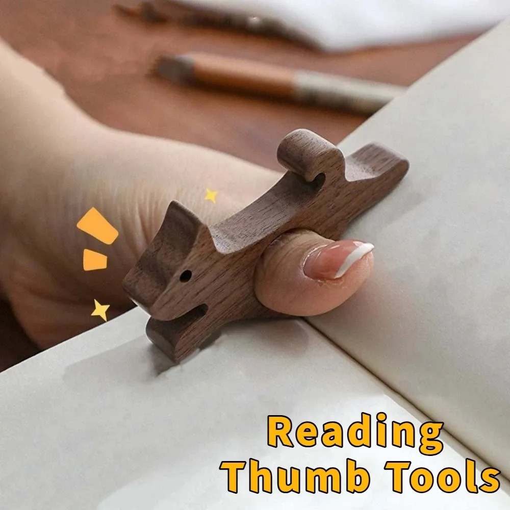 Anti-Slip Wooden Thumb Bookmark Cat Shape Pet Design Book Page Holder Handmade Dog Shape Pages Guide Marker School Supplies