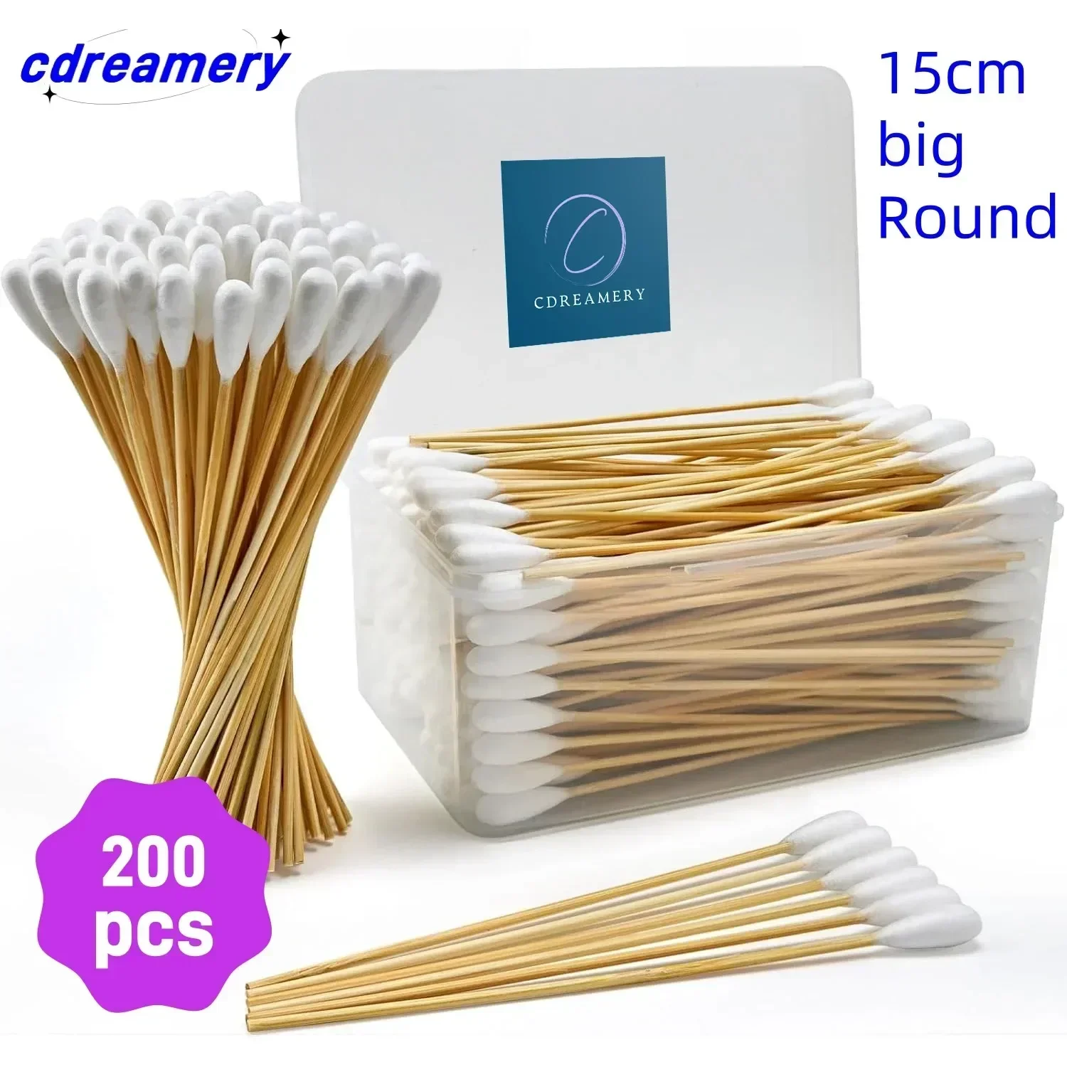 CDY Long Q Tips for TATTOO Cleaning, 400pcs 6 Inch  Bamboo Qtips Cotton Swabs Precision Swabs for Makeup, Ears, and Gun Cleaning