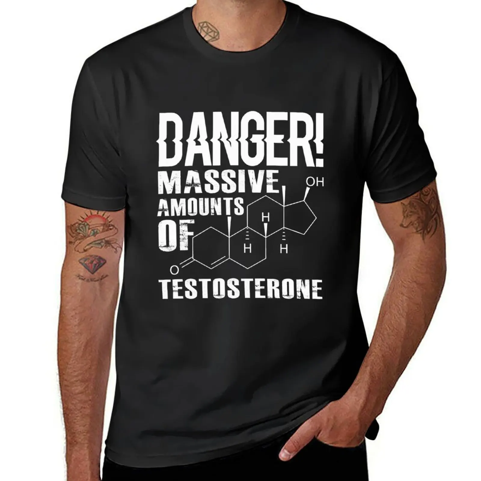 Danger Massive amounts of TestosteroneTRT Funny T-Shirt hippie clothes anime clothes summer top plain black t shirts men