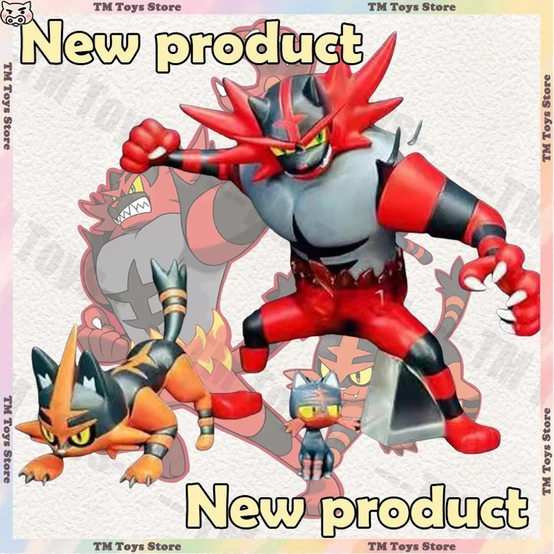 

New Incineroar Figures Incineroar Evolution Set Anime Figure PKM PVC Statue Desktop Ornament Collection Model Toys Birthday Gift