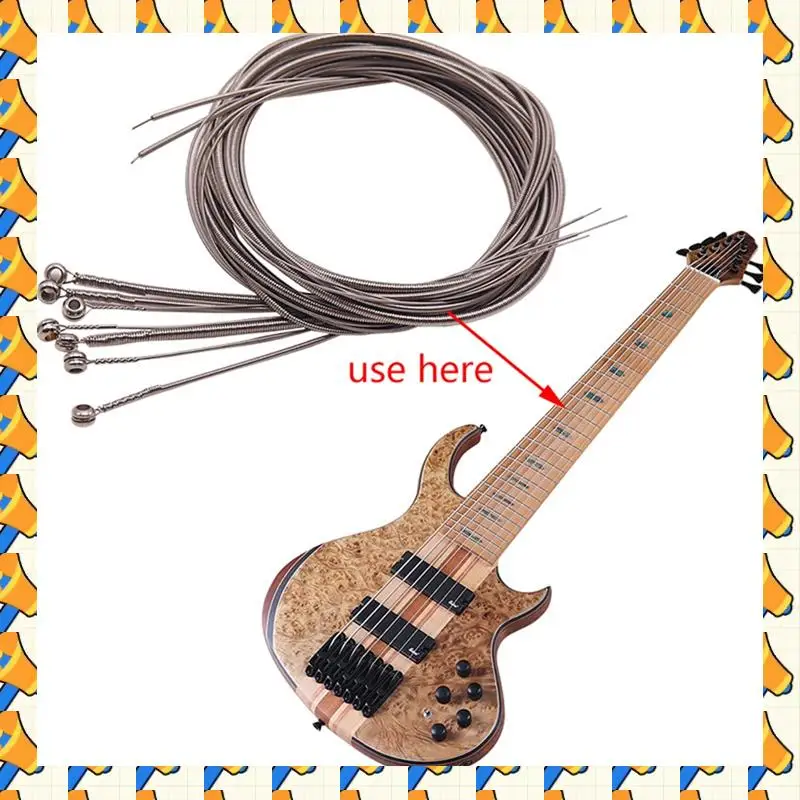 ABYB 7 PCS Bass Strings Silver Plated Guitar Parts Accessories For Guitar 7-String Electric Bass
