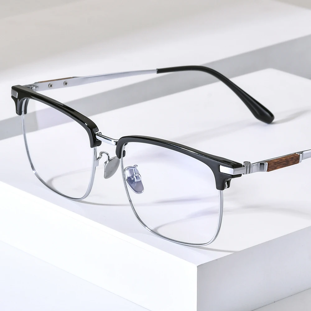 NIANZHEN TR90 Alloy Eyeglasses Frame Men Square Brand Design Glasses Women Ultralight-Weight Eyewear Vintage Spectacles 88079