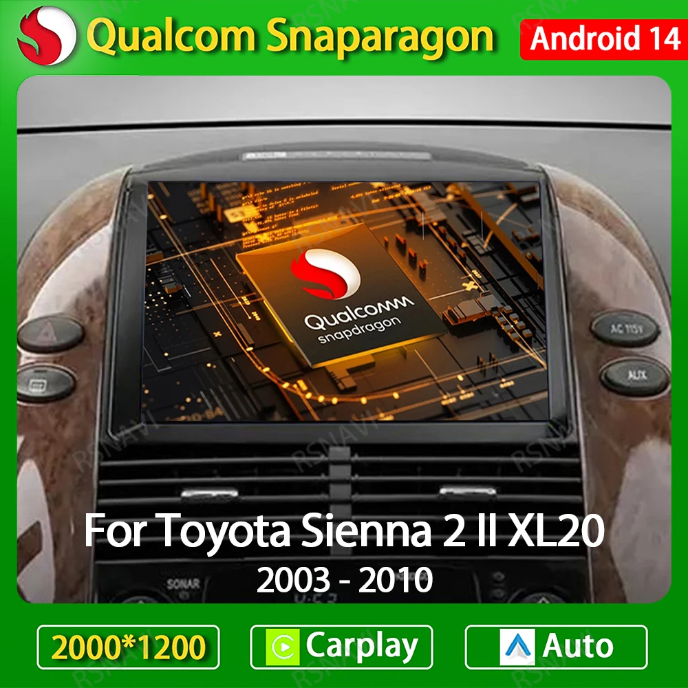 

Головное устройство Android 14 для Toyota Sienna 2 XL20 2003-2010, автомобильное радио, мультимедийный стерео видеоплеер NAVI GPS 4G WIFI Carplay Auto