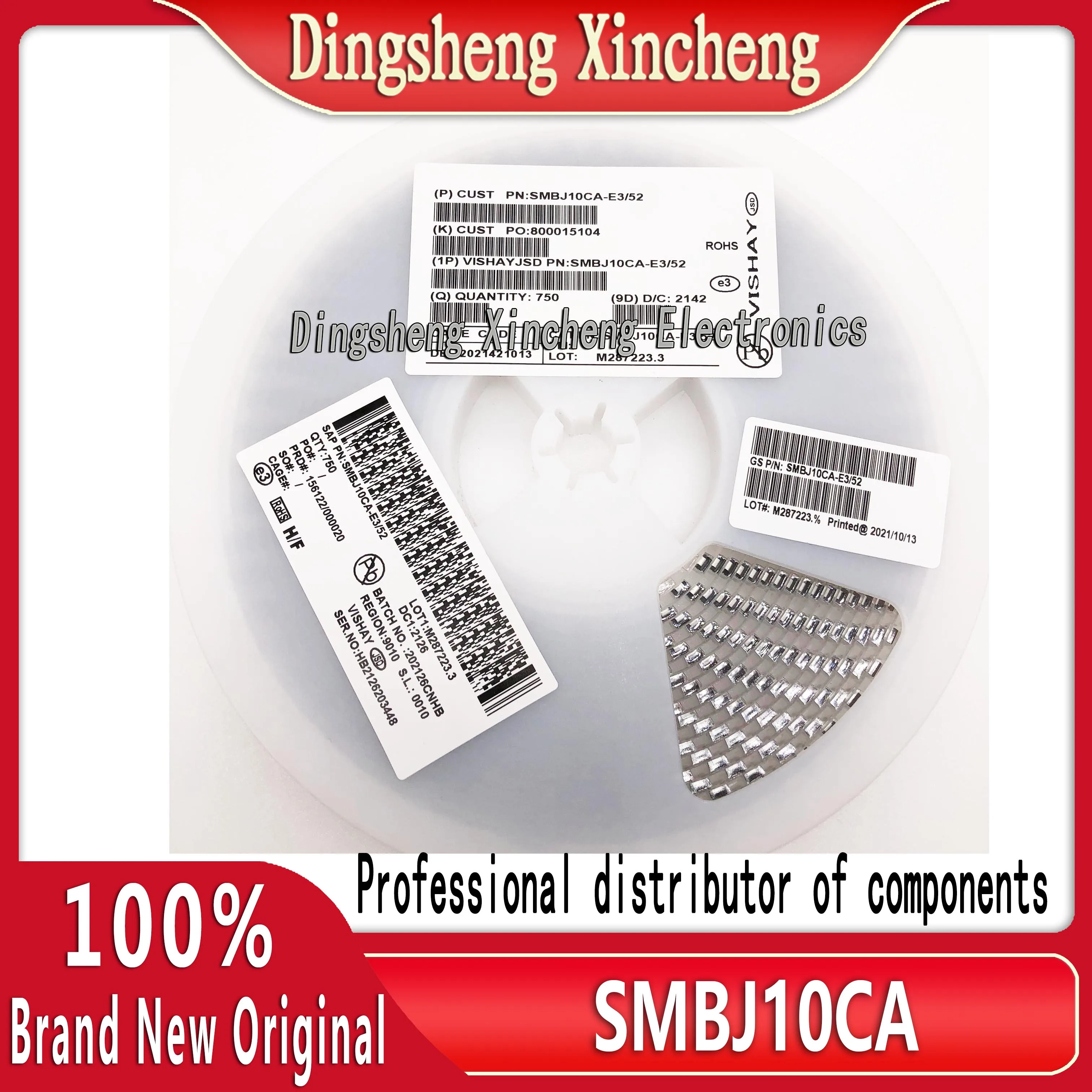 750pcs/lot Brand new SMBJ10CA 10V SMB bidirectional TVS transient diode 750 pieces/plate