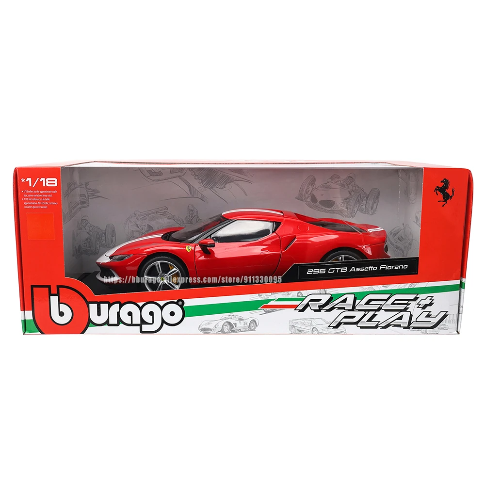 Bburago 1:18 Ferrari 296 GTB ASSETTO FIORANO Alloy Luxury Vehicle Diecast Cars Model Toy Collection Gift for boys