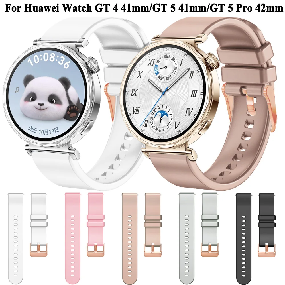 18mm Watchband Wrist Straps Correa For HUAWEI WATCH GT5 Pro 42mm/GT 5 GT 4 41mm Silicone Wristband Huawei GT5/GT4 41mm Bracelet