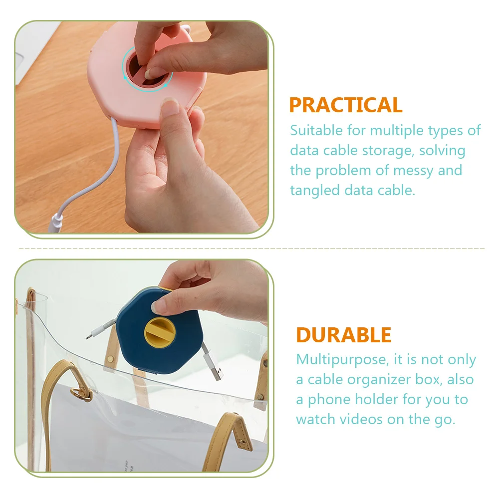 

4 Pcs Charging Cable Storage Box Cables Organizer Case Portable Winder Organiser Cord for Desk Data