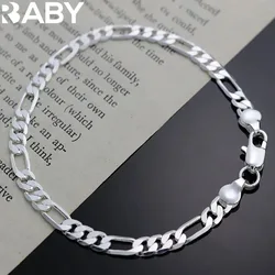 Charm 925 Sterling Silver Bracelets for Women Simple Fine 4MM Chain Fashion Wedding Party Christmas Gifts Jewelry