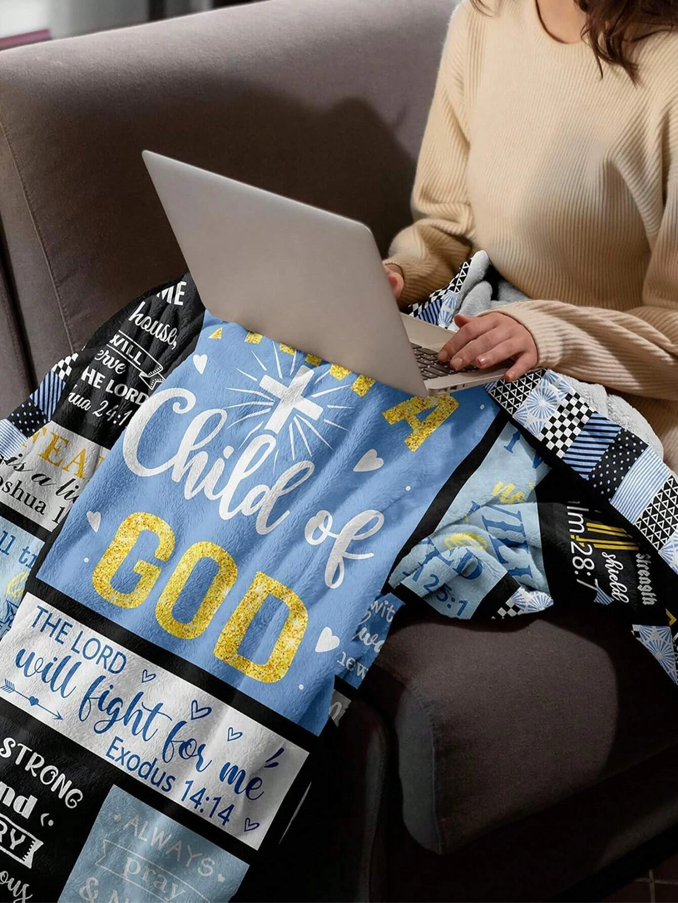 Christian Gift Soft Blanket Flannel Printed for Camping&Travel Suitable for Sofa Bedroom Living Room Bed Contains Classic Quotes