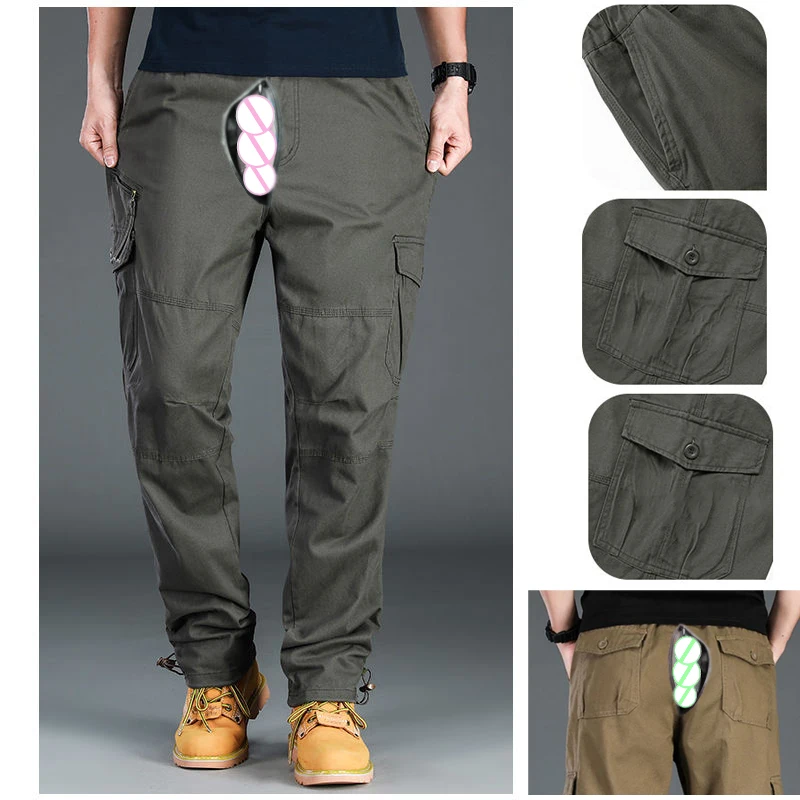 

Invisible Open Crotch Outdoor Sex Casual Cargo Pants Work Soft Tactics Trousers Baggy Plus Size Sport Clothing Climbing Wear Men