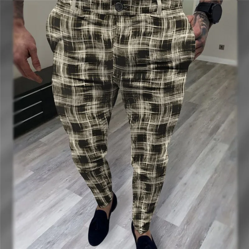 2024 Spring Men's Fashionable Business Casual Classic Striped Plaid Pants, High-Quality Formal Pants For Men